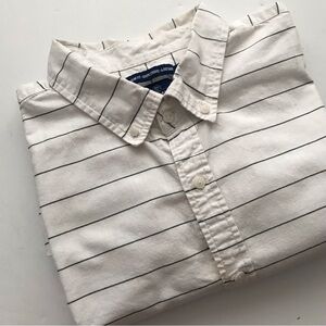 Old Navy White Shirt with Thin Black Stripes